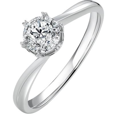 周六福心动六爪钻戒单钻扭臂求婚