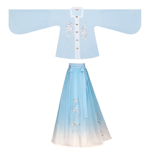 如梦霓裳汉服女明制短袄方领补服春秋季对襟齐腰下裙鹿隐现货 7折