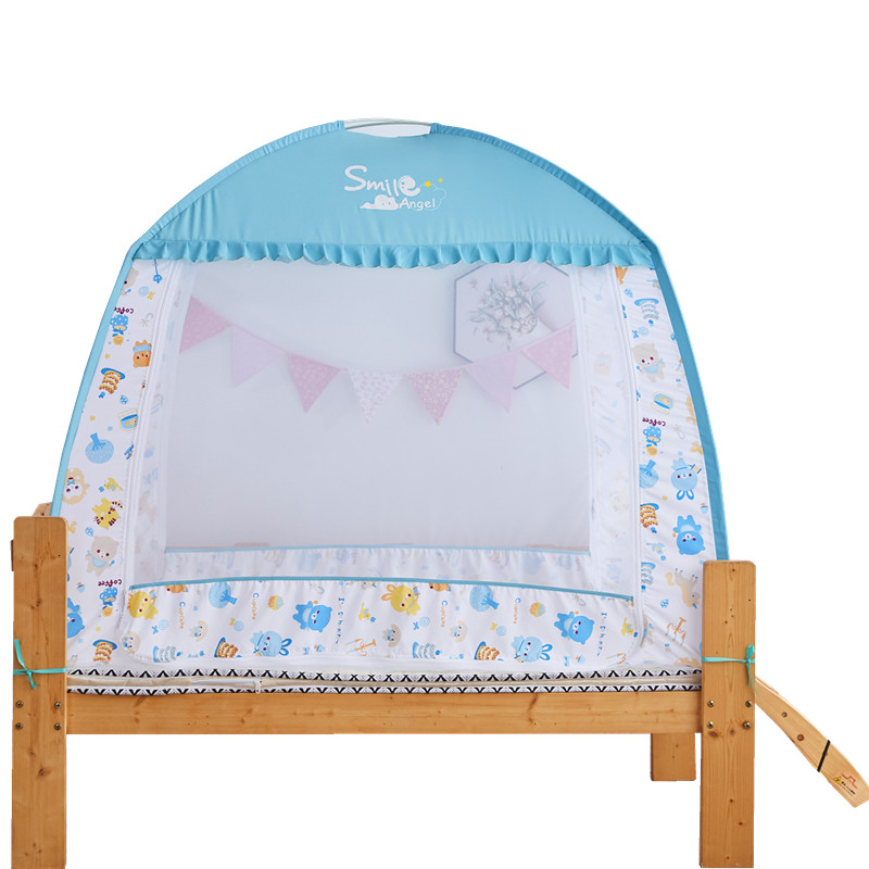 儿童幼儿园午休蚊帐60×128三门尾门60*140全底防摔拼接床蒙古包