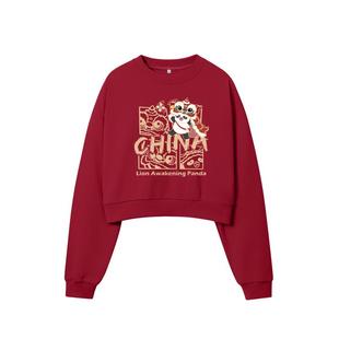 唐狮红色短款卫衣女2026新款小个子时尚春装新品薄款上衣外套VB