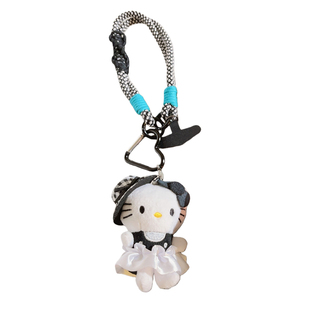 动漫卡通可爱HelloKitty毛绒挂件公仔手机壳短款挂绳网红趣味学生女款钥匙扣手机链包包挂饰ccd相机便携挂链