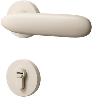 米白色门锁室内家用木门分体门把手磁吸静音卧室房间奶油风房门锁