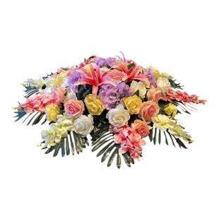 高端酒店大圆桌中间摆件餐桌花摆花仿真花包厢圆形转盘假花装饰花