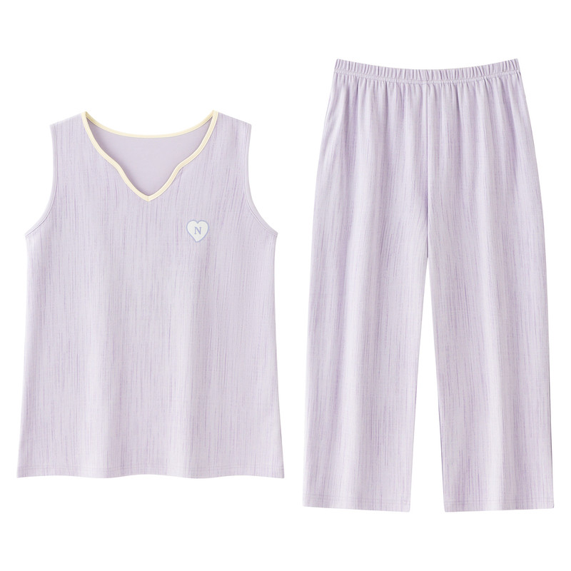 康汝雅夏季纯棉无袖七分裤家居服