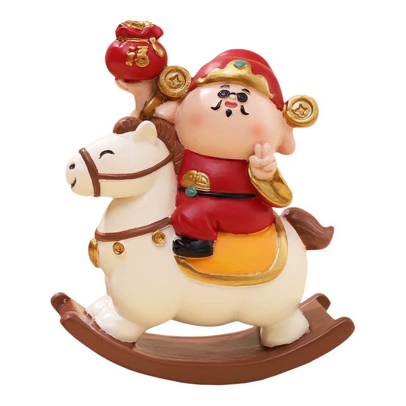 马上有钱摇摇马童趣小摆件