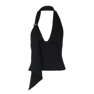 shemoda欧美风性感深V领挂脖露背飘带吊带背心女辣妹显瘦百搭上衣