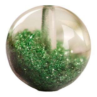 巴西绿幽灵散珠圆珠水晶单圈男女手串千层山聚宝盆多宝单颗珠子