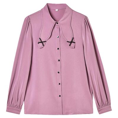 设计感上衣单排扣长袖衬衫