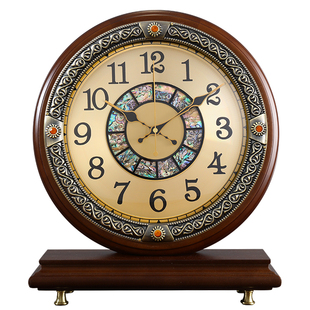 欧式复古轻奢美式实木座钟摆钟高级钟表客厅桌面摆放中式台式时钟