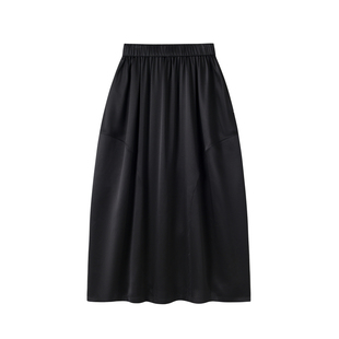 陈小满原创设计30姆米真丝花苞气球裙桑蚕丝松紧腰简约2026半身裙