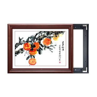 新中式实木电表箱装饰画2026新款免打孔遮挡配电箱电闸盒高级挂画