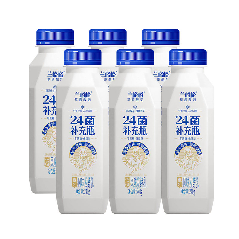 兰格格24菌补充瓶240g*6低温酸奶0蔗糖低脂肪低温益生菌酸奶