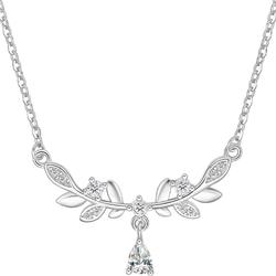 周六福橄榄枝项链S925银吊坠设计感甜美新年礼物送女友