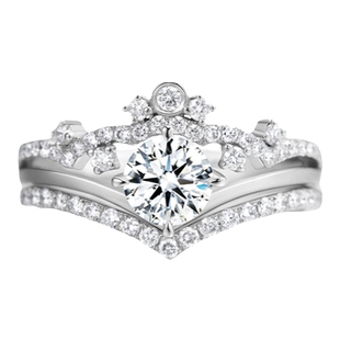 ONE SWEAR/梵誓格蕾丝 皇冠钻戒定制结婚戒托显钻叠戴女戒k金婚戒