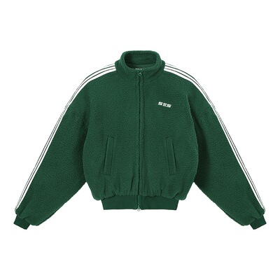 CLP红绿色仿羊羔绒廓形短款外套