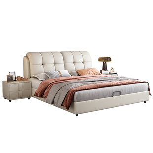 馨佰利真皮床1米8主卧双人大床2026新款家居卧室可储物家用婚庆床