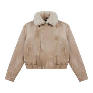 FDR 仿麂皮斜门襟立领棉衣棉服男秋冬新款夹棉可拆毛领夹克外套女