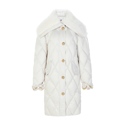 lefame拉飞姆冬季大领微茧型米白色长款羽绒服高级感女