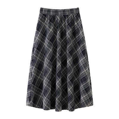 格子半身裙女2025新款长款a字裙