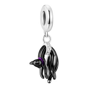 亚马逊热卖跨境万圣节新款南瓜黑猫镀银DIY吊坠项链串珠珠子配饰