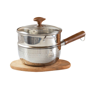 316L雪平锅奶锅0涂层加厚不粘锅家用宝宝辅食锅不锈钢一人食汤锅