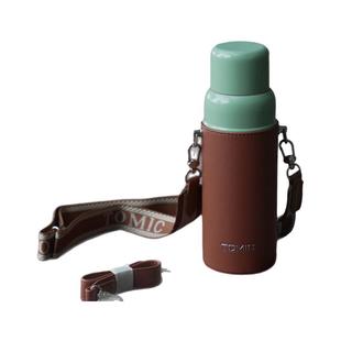 特美刻机械显温保温杯男焖茶杯女陶瓷内胆水杯背带天青600ml高档