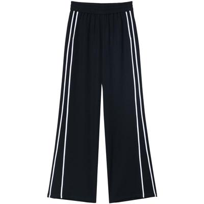 KBNE【商场同款】黑色休闲裤女2025春季新款百搭运动风宽松直筒裤