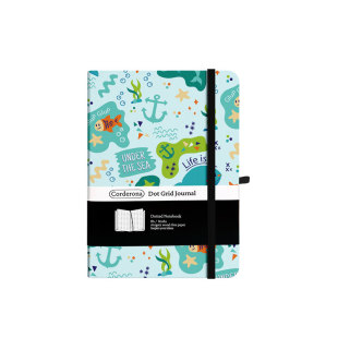 B6皮面点阵笔记本160g超厚绑带印花小清新海底空白横线硬面手账本