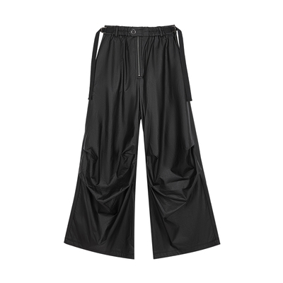 SLY 2024冬季新品皮质褶皱阔腿裤休闲裤女030HA031-4141