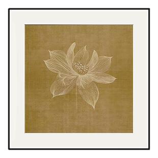 新中式复古玄关装饰画新款正方形书房办公室挂画中式禅意壁画定制