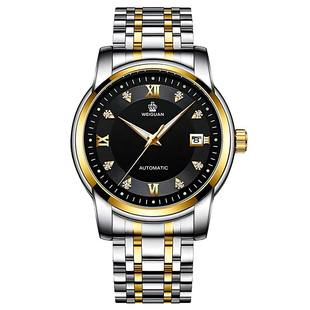 正宗游丝真机械表夜光透底精钢带蝴蝶扣手表男士防水日历瑞士品牌