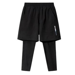 小骆驼男童运动紧身长裤2025新款篮球足球训练假两件儿童跑步裤子