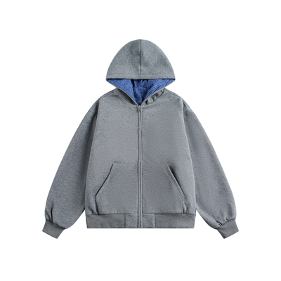 Dream made美式cleanfit双面穿格子开衫卫衣男春秋季夹克男生外套