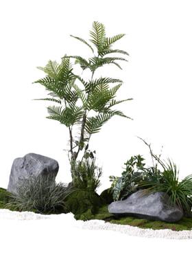 野花仿真石头植物造景假植被园景