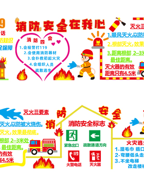 消防安全黑板报装饰教室文化布置
