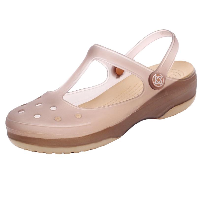 维布伦洞洞鞋女款2025夏季新款厚底防滑海边沙滩鞋外穿果冻鞋凉鞋