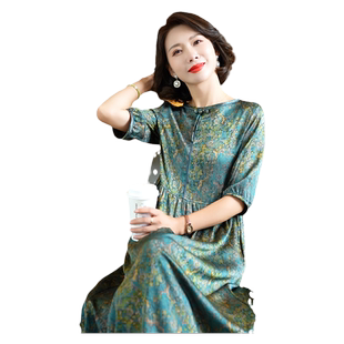 迪芬·璐嘉气质优雅真丝连衣裙女