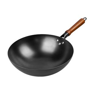 章丘老式纯铁锅不粘锅家用炒锅无涂层炒菜锅手打无油烟燃气灶适用