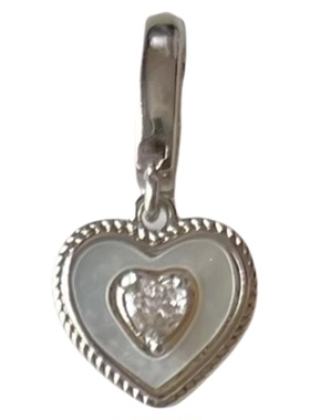 Rina's心心相印天然贝母人造锆石简约项链手链用可拆卸可打开吊坠