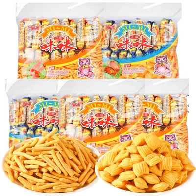 爱尚咪咪虾条味蟹味粒膨化休闲网红追剧零食小吃大礼包小时候正宗