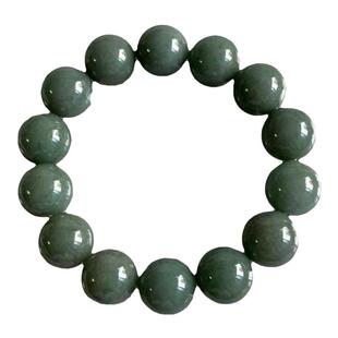 缅甸天然A货翡翠手串老坑料油青深绿色湖水绿翡翠圆珠手串15.6mm