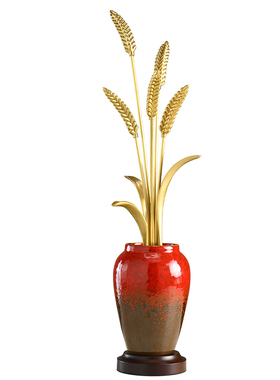 黄铜麦穗岁岁平安大麦摆件客厅轻奢高档壁龛入户玄关装饰乔迁礼物