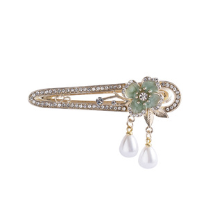 风荷坠~超仙气新中式侧边发卡发夹 复古风仿珍珠流苏发饰鸭嘴夹子