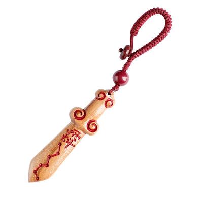 老桃木手工描绘朱砂随身小剑