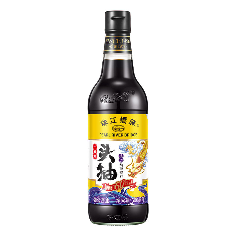 珠江桥牌头抽酱油头道酿造特级生抽家用豉油点蘸炒菜无添加防腐剂