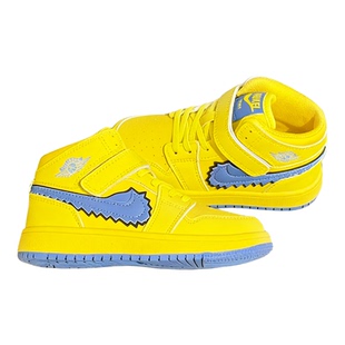 2025新款春秋学生皮面休闲鞋男童高帮板鞋运动鞋女童魔术贴跑步鞋