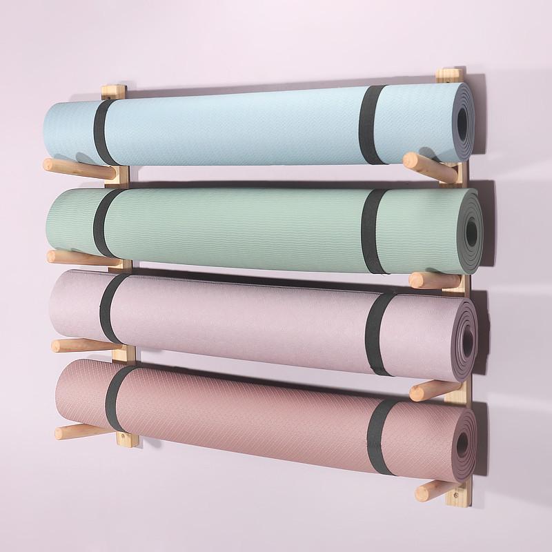 实木瑜伽垫收纳架挂墙置物架滚轴泡沫轴墙上挂架瑜伽馆垫子放置架