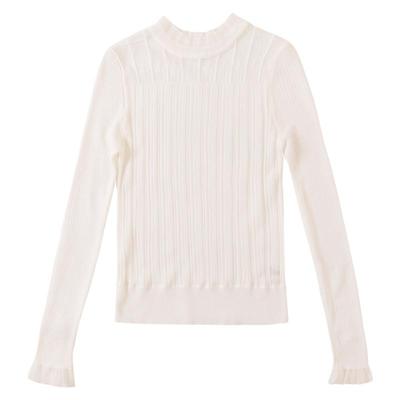 不扎人绵羊毛打底衫蕾丝木耳边