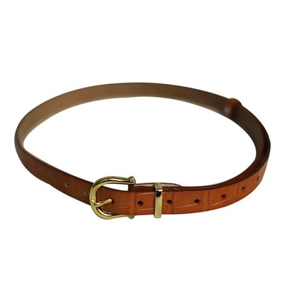 立体复古鳄鱼纹头层牛皮女士腰带