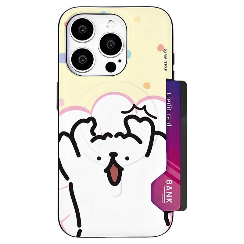 线条小狗磁吸插卡苹果17pro壳套